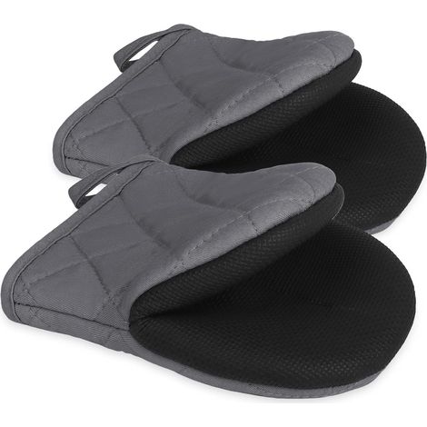 Gants résistants à la chaleur (jusqu'à 500 °C), poignées antidérapantes en silicone, adaptés à une utilisation au four et au gril, gris. (1/5)