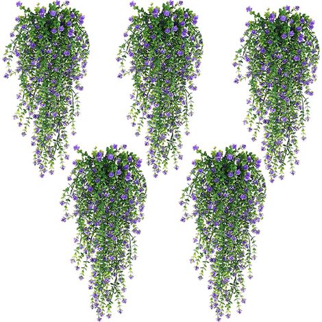 x plantes artificielles suspendues cm fleurs adaptées au jardin décoration murale 10 75 violettes (1/5)