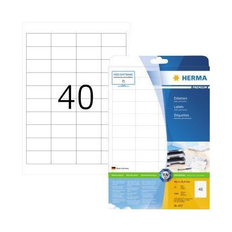 HERMA Etikett PREMIUM 4357 48,5x25,4mm sk weiß 1.000 St./Pack. (1/4)
