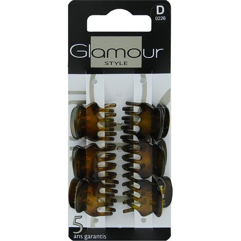 Mini pinzas para el cabello Glamour Frog negras, 6 unidades (1/2)