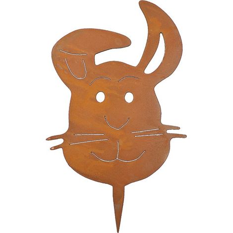 Lot de 2 Lapins de Pâques Décoratifs Mukki en Métal Patiné Effet Rouille Déco de Jardin à Piquer - PANGIVO