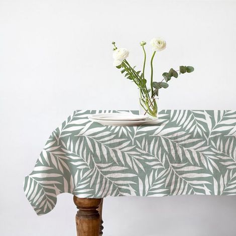 Nappe carrée anti-taches déperlante feuillage 140x140cm VERA (1/4)