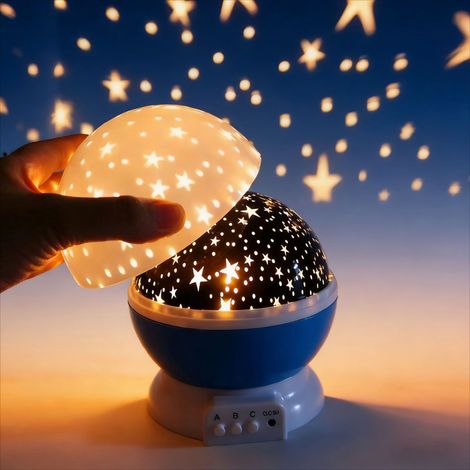 Projecteur rotatif de ciel étoilé, cadeau de Noël, veilleuse, étoiles LED, lune et étoiles, veilleuse USB, noir (étoiles et lune) (1/3)