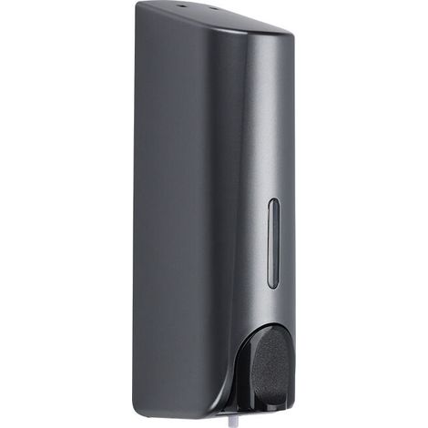 Wall-mounted, 350ml, single-sided soap dispenser for body wash, shampoo and conditioner – charcoal grey (1/5)