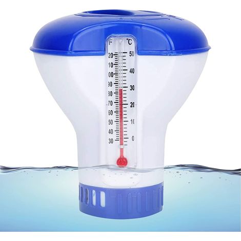 MINKUROW Dispenser Di Prodotti Galleggianti, Dispenser Galleggiante Di Salangae Con Termometro Per Piscina, Dispenser Galleggiante Automatico, Diffusore Di Cloro Galleggiante Da 8 Pollici Per Piscina (1/5)