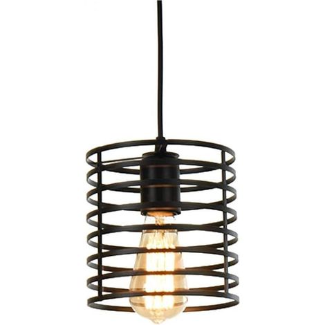 Éclairage Industriel Flodoor Plafonnier Fer Art Métal Loft Cage Lampe Suspendue, Abat-Jour Encastré Rétro, 240V 1.5m / 4.92ft Fil Réglable pour Cuisine Bar Salon [Classe énergétique A++] - RW (1/5)