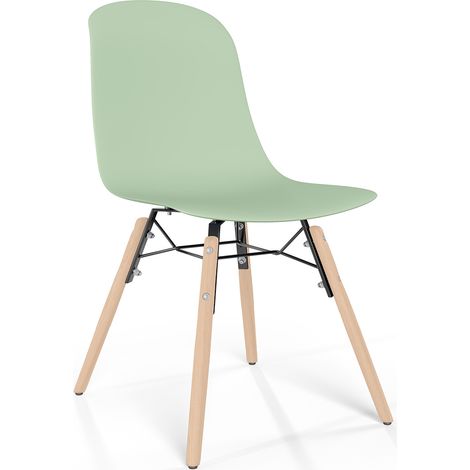 Chaise de salle à manger avec pieds en bois naturel – Style moderne et fonctionnalité -Broly Vert pastel