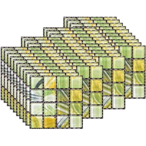 QORVA-40pcs Stickers de carrelage mural, autocollant étanche et auto-adhésif, pour la décoration intérieure,10x10cm