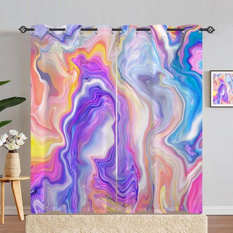 Rideau Occultant Coloré Abstrait Moderne Marbre Rideau Thermique Isolant Tenture Opaque à Oeillets Draperies Intérieurs pour Maison Chambre Salon 2 Panneaux L 140 x H 280 cm - 140L X 280H cm (2 Pannea (1/5)