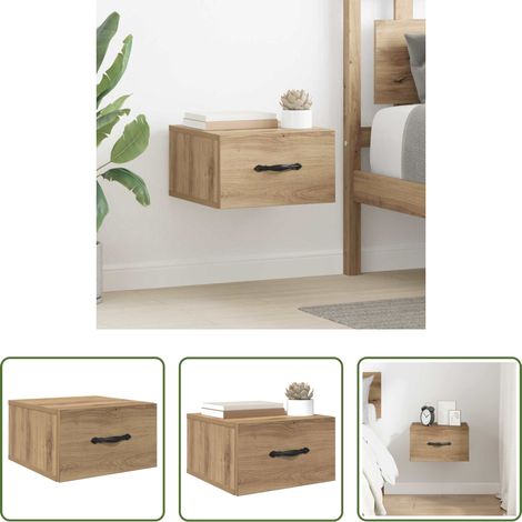 Rangement chambre - Cabinet de chevet avec tiroir chêne artisanal 35 x 35 x 20 cm (1/5)