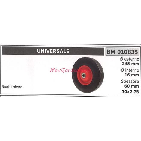 Ruota universale 245mm Ø esterno 16mm Ø interno spessore 60mm 10x2.75 010835