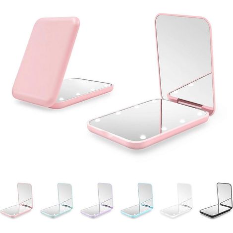 Miroir compact, miroir de poche LED grossissant 1X/3X avec batterie interne, mini miroir pour sac à main, poche, voyage et cadeau (noir) (1/5)
