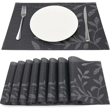 Lot de 8 sets de table vinyle résistant à la chaleur jusqu'à 80°C Dimensions 45x30 cm Faciles à nettoyer et à ranger (1/5)