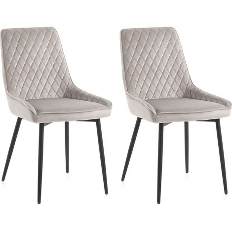 Set 2 Sedie 46,5x48x84,5 cm in Velluto Grigio (1/4)
