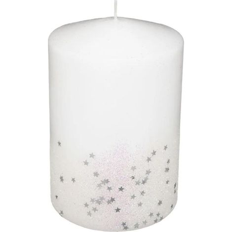 Paris Prix - Bougie Déco Paillettes colorama 90g Blanc (1/2)