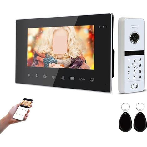 Caméra de sécurité sans fil avec sonnette vidéo Système d'interphone vidéo sans fil WiFi for maison Villa appartement avec mot de passe contrôle d'accès vidéo interphone résidentiel Installation facil (1/5)