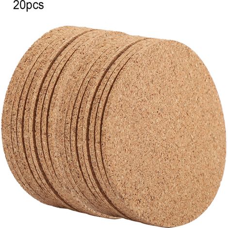 Untersetzer aus Holz und Naturkork, saugfähige Matten für Tassen und Kaffee, Geschirrtücher, geeignet für Zuhause, Bar, Café und Hochzeitstische (20 Stück). (1/5)
