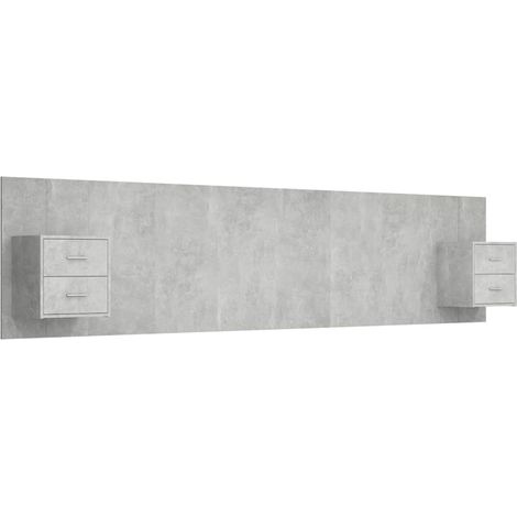 Maison Exclusive - Kopfteil mit Nachttischen Betongrau Holzwerkst (1/5)