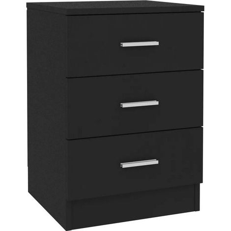 Table de chevet 3 tiroirs bois noir Metiu (1/3)