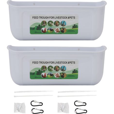 2 pièces mangeoire à volaille suspendue en plastique mangeoire à bétail pour poulet oies mouton cerf chien blanc (1/5)