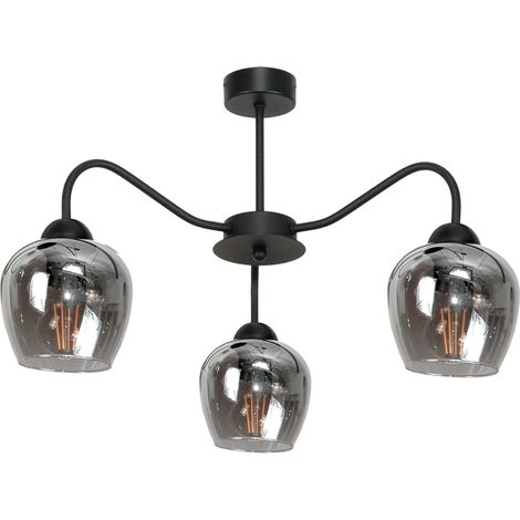 Lampada a sospensione da soffitto, nera, paralume in vetro, grafite, 15-232 indi grey (1/2)