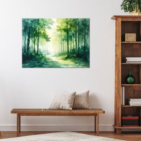 Wandbild Grüner Nebelwald Waldlandschaft 90x60 (1/4)