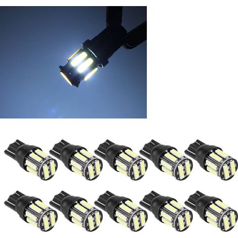 Lot de 10 ampoules LED T10 7020 10SMD pour voiture, éclairage de plaque, feux de recul, tableau de bord, veilleuses, ampoules de lecture (1/5)