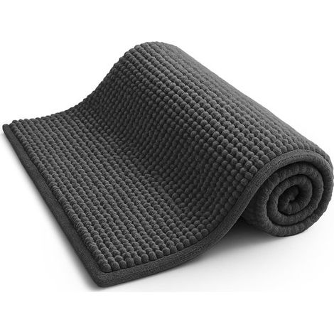 Tappetino antiscivolo per il bagno - Morbida microfibra - Facile da pulire in bagno - Lavabile in lavatrice - 40 x 60 cm - Grigio (1/5)