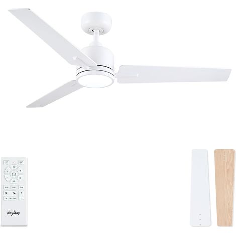 Ventilateur de Plafond Blanc 107cm, Ventilateur de Plafond avec Lumiere et Télécommande Silencieux, Plafonnier Ventilateur Blanc avec DC Moteur Réversibles, 3 Minuterie pour Chambre Salon (1/5)