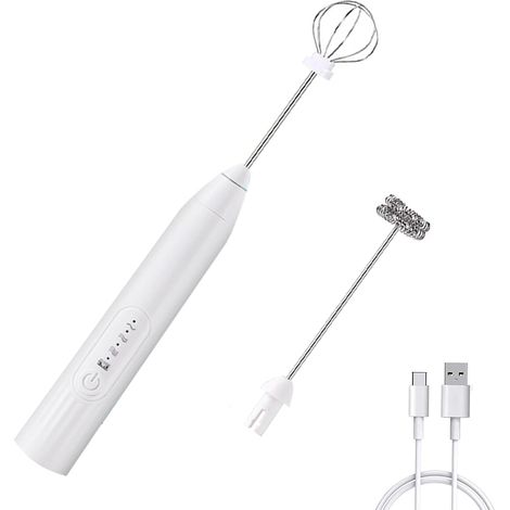 espumador de leche, 3 velocidades, 2 varillas de acero inoxidable, recargable por USB, para cocina o bar. (1/5)