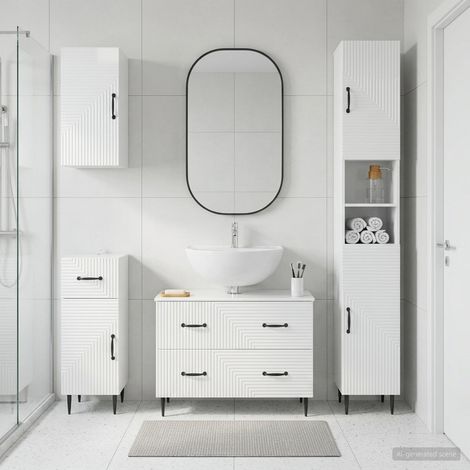 vidaXL Juego de armarios de baño de 4 piezas HAARLEM Blanco Brillante (1/5)