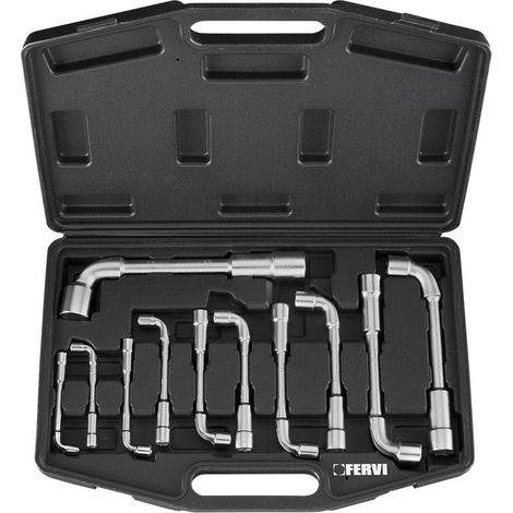 Serie chiavi a pipa doppie esagonali poligonali 6-19 mm Fervi 0393