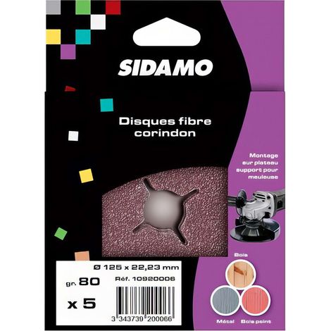 Disque fibre D125 mm corindon décapage ponçage métaux bois SIDAMO - 10920006