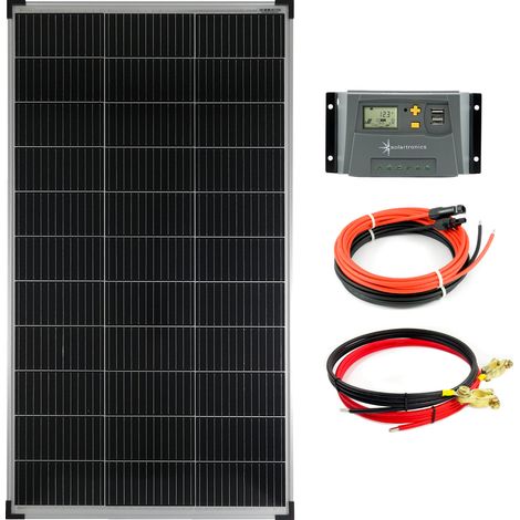 Komplettset 1x140 Watt Solarmodul 10A Laderegler gelb Kabel Solar Photovoltaik Inselanlage (1/5)