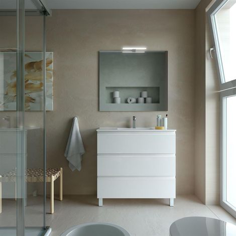 Armoire SPIRIT 900 3 tiroirs métalliques BLANC BRILLANT 897 x 810 x 450 mm (1/3)