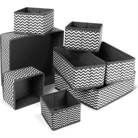 Organisateur Tiroir,8pcs Boîtes de Rangement Ouvertes de Oxford Haute Qualite Rangement Tiroir Pliable et Respirant,Ideal pour Jouets Chaussettes sous Vêtements (Ondulation) (1/5)