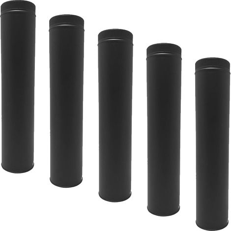 Lot de 5 TDPI1000 Conduit double paroi isolé polycombustible longueur 100 cm Noir Ø150