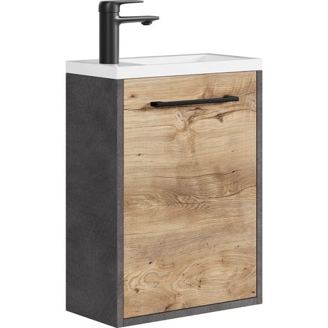 Gäste-WC Waschtisch Set Florence 40 x 22 cm – Grau mit Kastanie