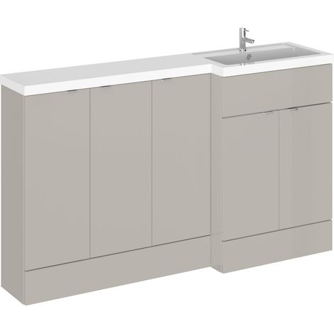 Alrewas Contemporary 2 Door Right-Hand Floor Standing Combination Unit with Basin, Pebble Grey, 1500mm (1/4)