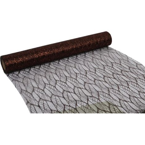 Organza marrone con stampa glitterata 0,50 x 10 m (1/3)