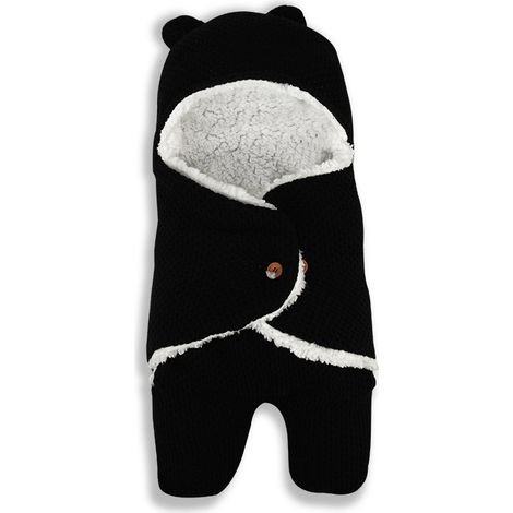 Neugeborenen-Schlafsack für Herbst- und Winterwanderungen, Anti-Strat-Babydecke, warmer Schlafsack für den Kinderwagen, schwarz (1/4)