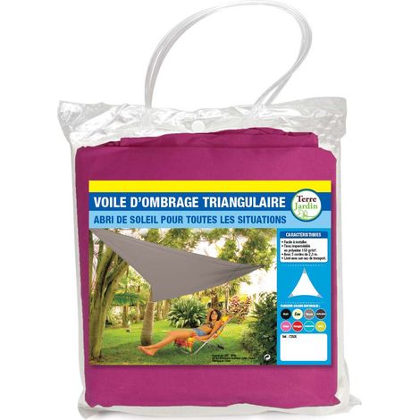 Terre Jardin – Voile d'ombrage triangulaire 3.6m en polyester imperméable – Protection anti-UV – Attaches renforcées – Sac de transport inclus