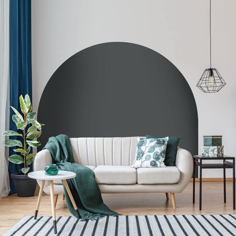 Autocollant Lit Tête de Lit Arche Stickers Muraux Papier Peint Demi Cercle pour Décoration Salon et Chambre L150 x H150 cm Gris Tempete (1/5)