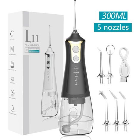 Irrigateur buccal électrique - Flosser portable pour nettoyage buccal, L11 noir (1/5)