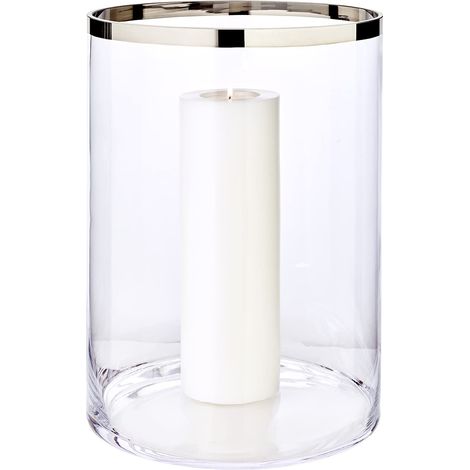 Lanterne Molly, en Verre Cristal soufflé à la Bouche avec Bord en Platine, Hauteur 39 cm, diamètre 29 cm (1/5)