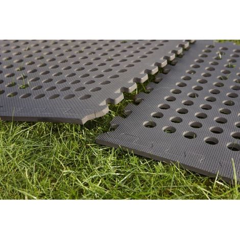 Mottez – Tapis caillebotis 61 x 61cm B518F – 100 % polyéthylène – Pour accès piscine et espaces humides – Lot de 4 pièces emboîtables