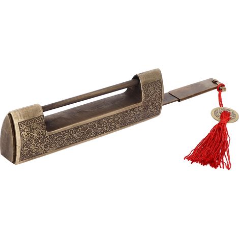 Verrou ancien en cuivre pur, cadenas horizontal style chinois, serrure à pêne pour coffre en bois rouge, cadeau de mariage, entraxe 9 cm (1/5)