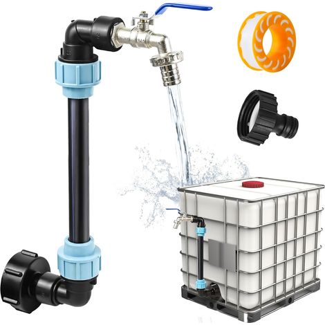 Robinet Cuve 1000L, IBC Raccord Robinet Exterieur Jardin, Adaptateur Robinet Tuyau Arrosage S60x6 (1/5)