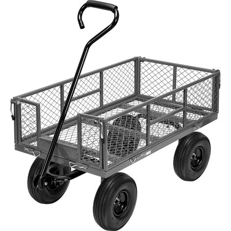 Chariot de Jardin Robuste et Convertible Capacité de Charge 400kg Chariot de Transport avec Grilles Métalliques et Bâche Intérieure Poignée Rotative pour Jardin Camping Festival (1/5)