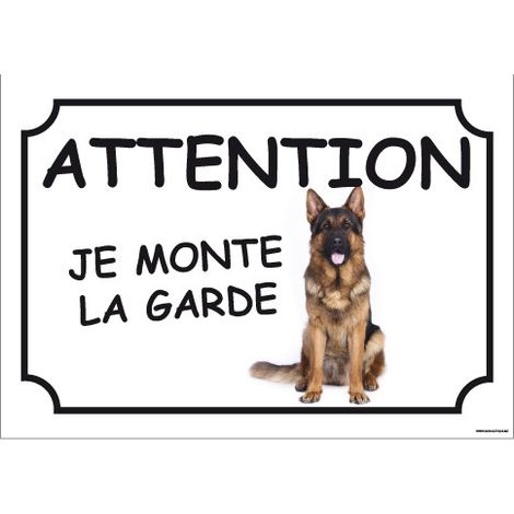 PANNEAU ATTENTION JE MONTE LA GARDE (H0280) - Adhésif - 300 x 210 mm
